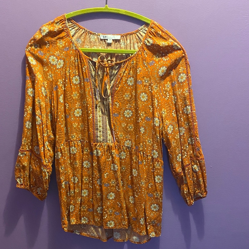 DR2 Orange Floral boho top